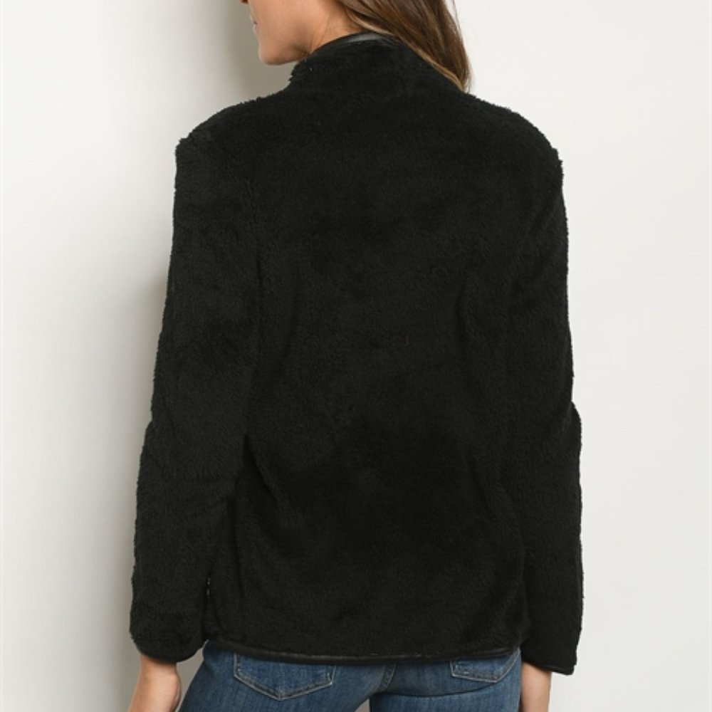 BLACK SHERPA CARDIGAN SWEATER - Picture 2 of 6